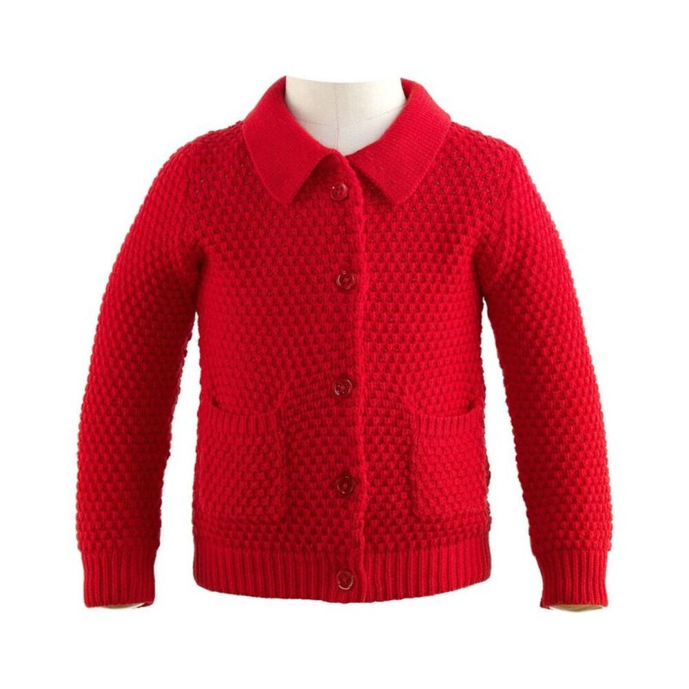 Rachel Riley Girls Moss Stitch Cardigan, Red